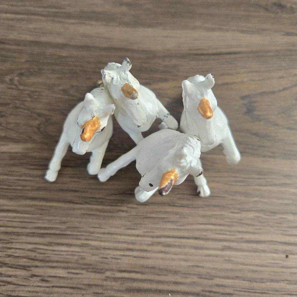 Unicorn and Rainbow Metal Drawer Pulls Knobs Set of 5 White Gold Nursery Decor - Picture 4 of 7